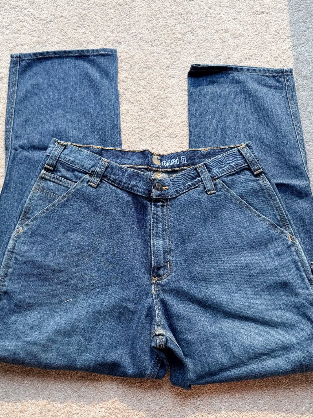 Carhartt Relaxed Fit Utility/carpenter Denim Jeans Medium Wash - Size 34 x 30